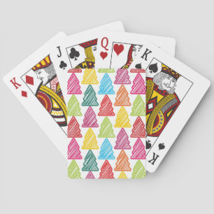 Colourful Sketchy Christmas Trees Playing Cards