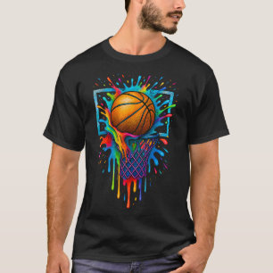 Colourful Sketll Colour Splash Hoop Net Slam Dunk T-Shirt