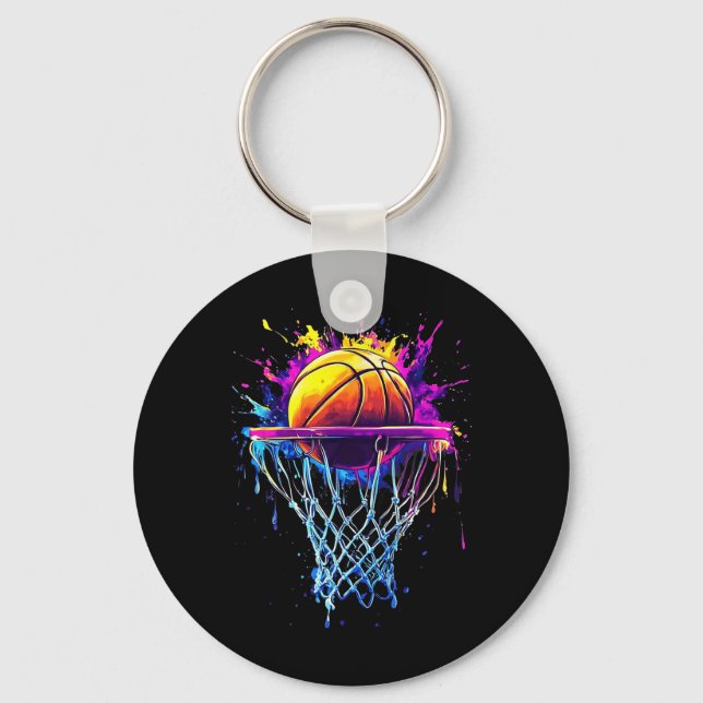 Colourful Sketll Dripping Colour Splash Hoop Net D Key Ring (Front)