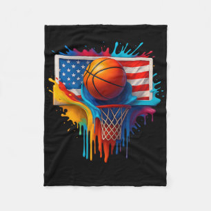 Colourful Sketll Tie Dye Colour Splash Flag Usa  Fleece Blanket