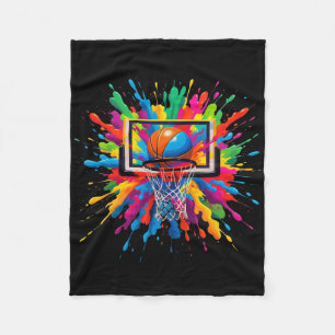Colourful Sketll Tie Dye Hoop Net Slam Dunk Splash Fleece Blanket