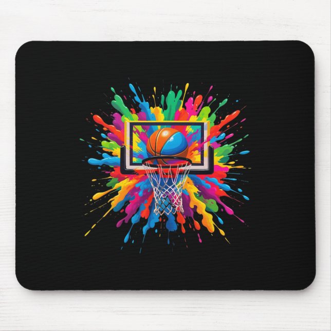 Colourful Sketll Tie Dye Hoop Net Slam Dunk Splash Mouse Pad (Front)