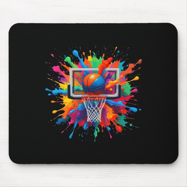 Colourful Sketll Tie Dye Hoop Net Slam Dunk Splash Mouse Pad (Front)