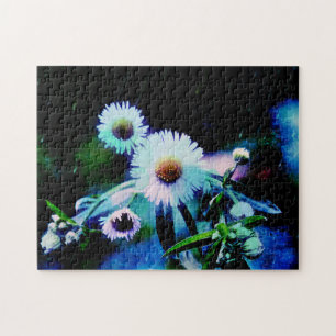 Colourful Skies And Asters in Moonlight Jigsaw Puzzle