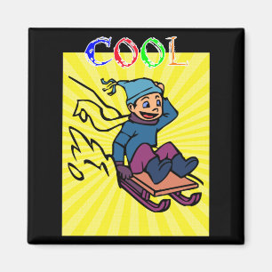 Colourful skiing gift vintage skiing skiing lo magnet