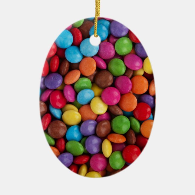 Colourful skittles candy ceramic ornament (Front)