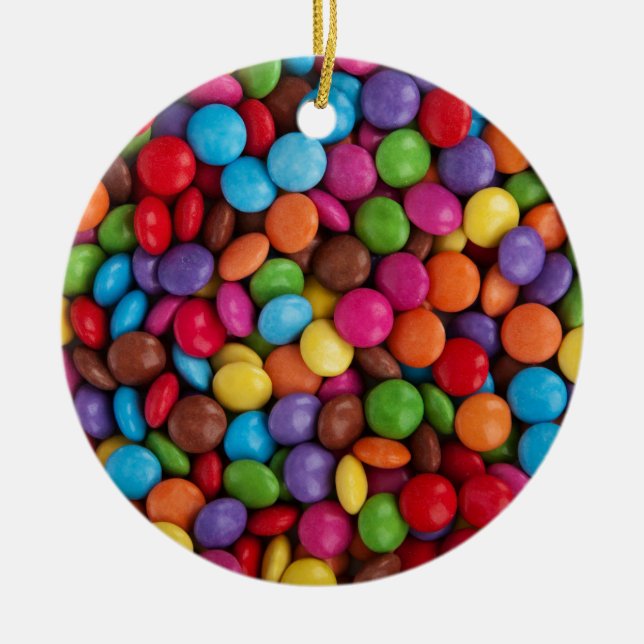 Colourful skittles candy ceramic tree decoration (Front)