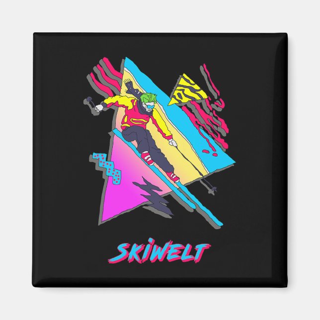 Colourful Skiwelt Adventure Design Ski Skier Skiin Magnet (Front)