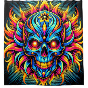 Colourful Skull Art Shower Curtain