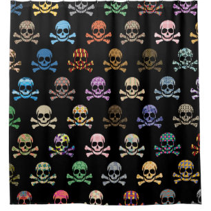 Colourful Skull & Crossbones Shower Curtain
