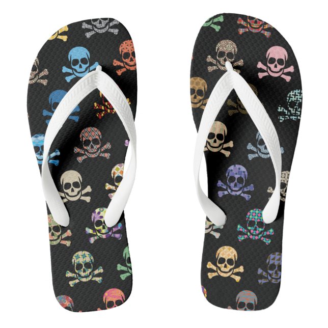 Colourful Skull & Crossbones Thongs (Footbed)
