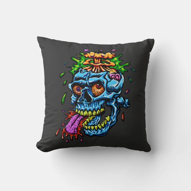 Colourful Skull Explosion Cushion (Front)