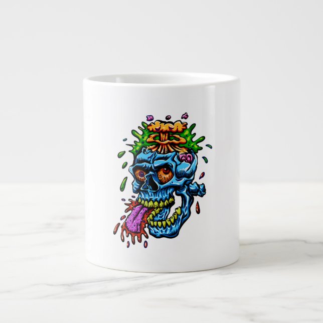 Colourful Skull Explosion Large Coffee Mug (Front)