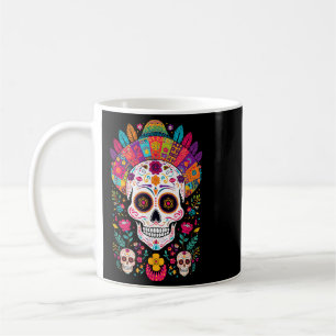 Colourful Skull Flowers Mexican Tradition Dia De Coffee Mug