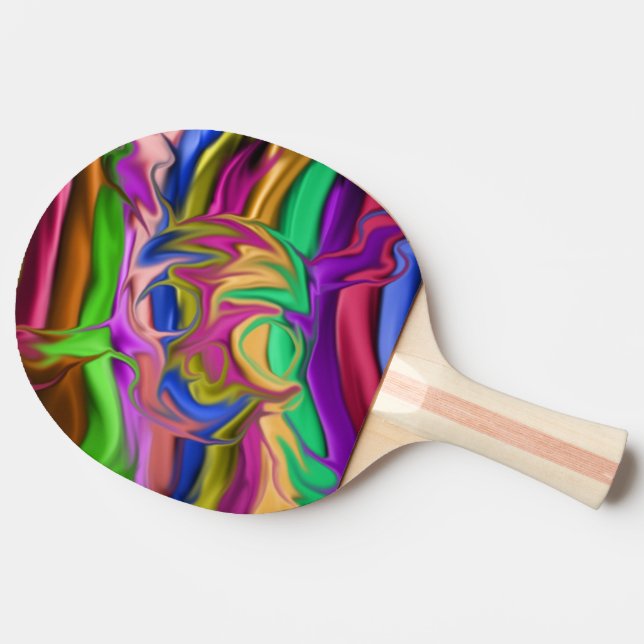 colourful skull head with cross bones ping pong paddle (Side)