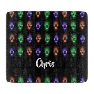 Colourful skull heads cutting board