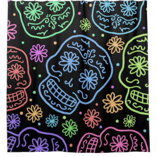 Colourful Skull Pattern Shower Curtain
