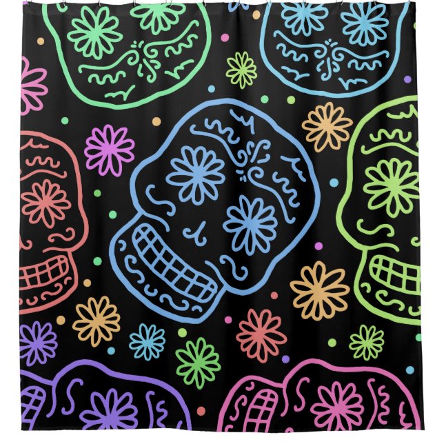 Colourful Skull Pattern Shower Curtain (Front)