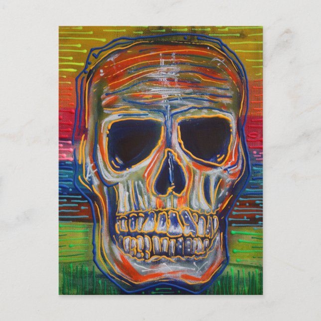 Colourful Skull Postcard (Front)