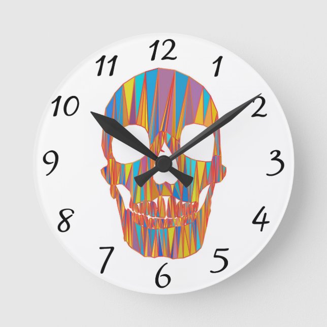 Colourful Skull Round Clock (Front)