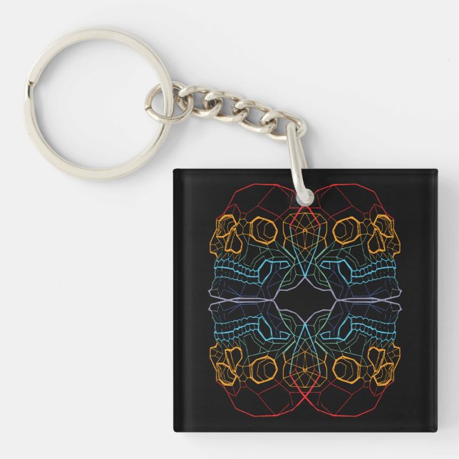 Colourful Skull Sketch Key Ring (Front)