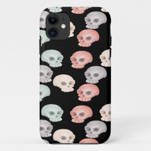 colourful skulls on black iPhone 11 case