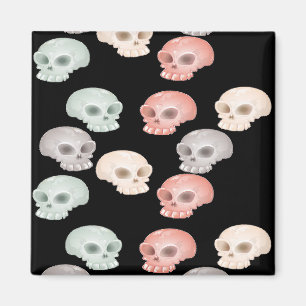 colourful skulls on black magnet