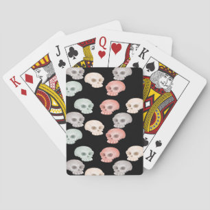 colourful skulls on black playing cards