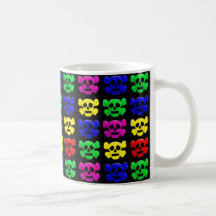 Colourful skulls pattern coffee mug