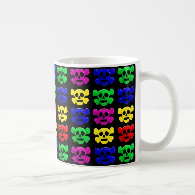 Colourful skulls pattern coffee mug (Right)