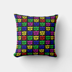 Colourful skulls pattern cushion