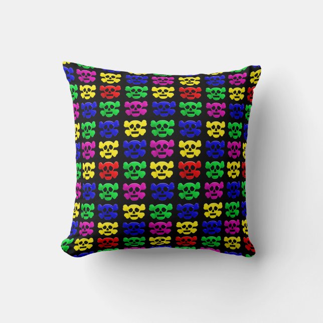 Colourful skulls pattern cushion (Front)