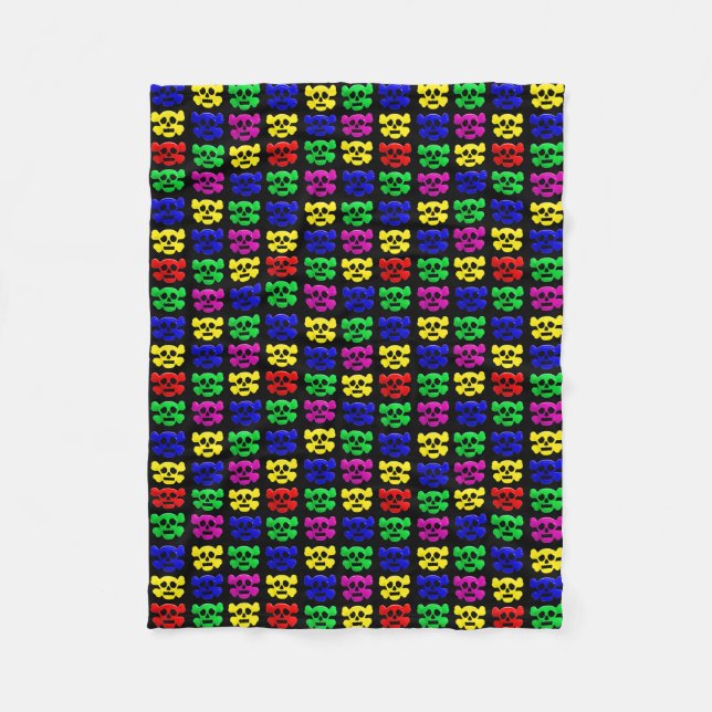 Colourful skulls pattern fleece blanket (Front)