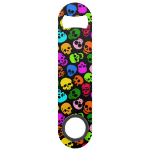 Colourful Skulls pattern in black
