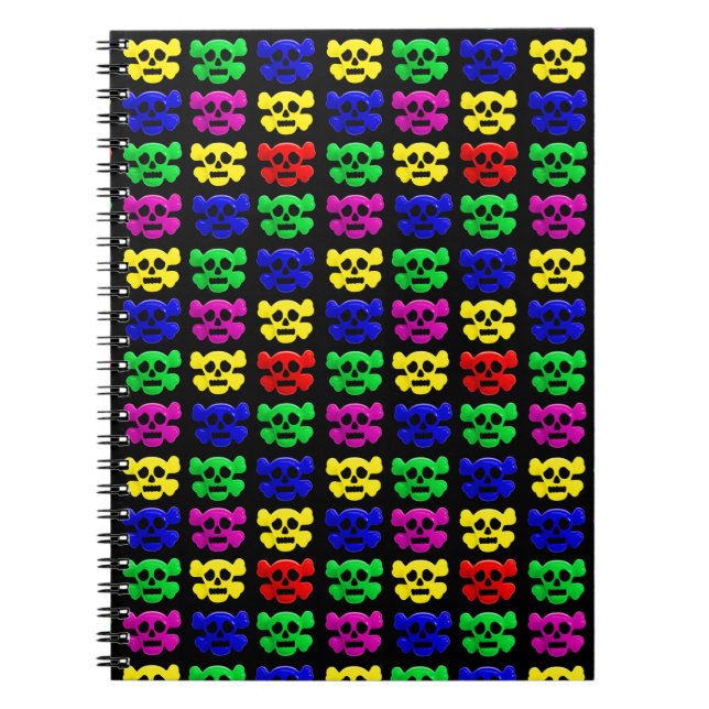Colourful skulls pattern notebook (Front)