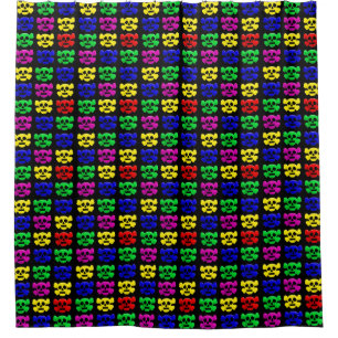 Colourful skulls pattern shower curtain