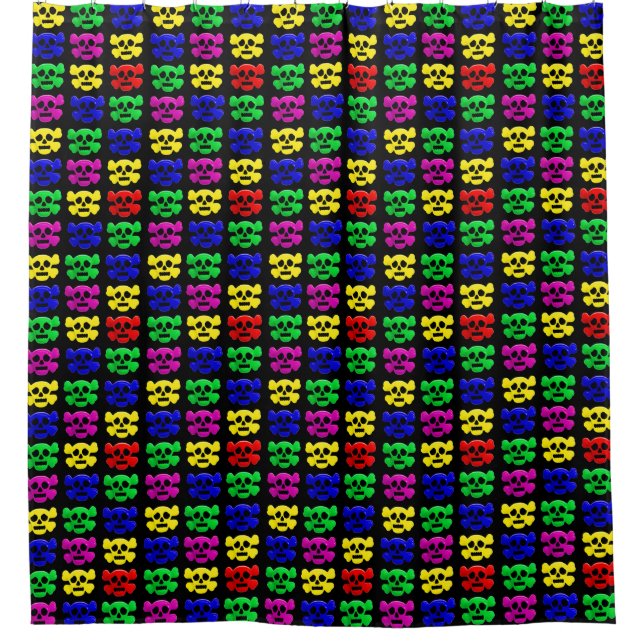 Colourful skulls pattern shower curtain (Front)