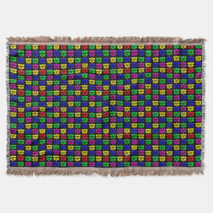 Colourful skulls pattern throw blanket