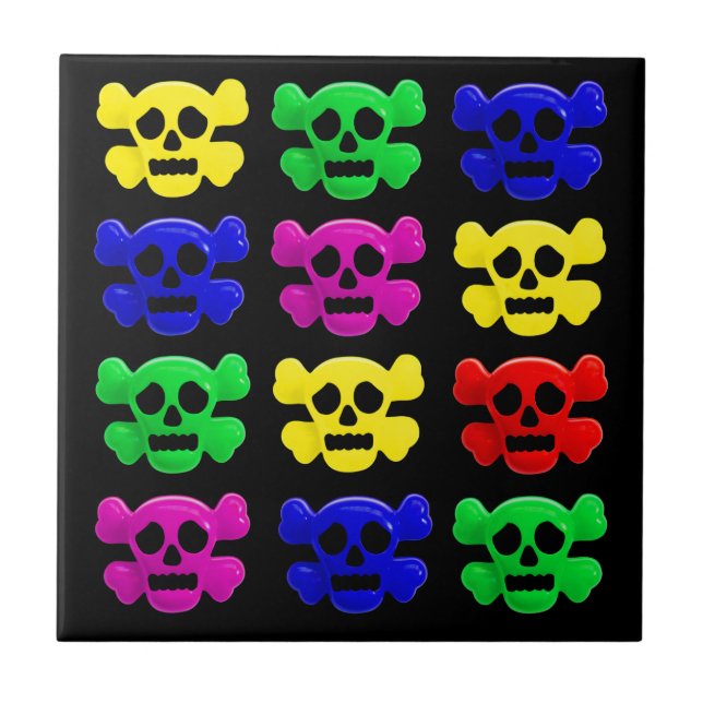 Colourful skulls pattern tile (Front)