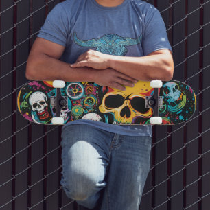 Colourful Skulls Skate Deck 