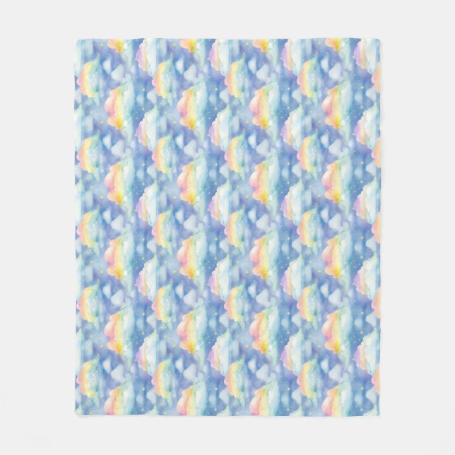 Colourful Sky Background with Clouds, Stars Fleece Blanket (Front)