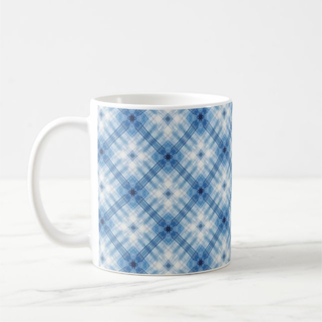 colourful sky blue diamond pattern mug (Left)