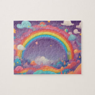Colourful Sky With Rainbow Jigsaw Puzzle