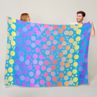 Colourful Skyblue Abstract Pattern Polka Dots Fleece Blanket