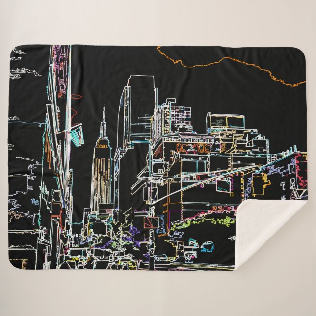 Colourful skyline in Manhattan Sherpa Blanket (Front (Horizontal))