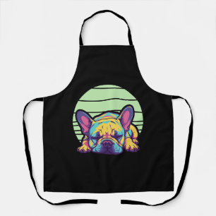 colourful sleeping french bulldog apron
