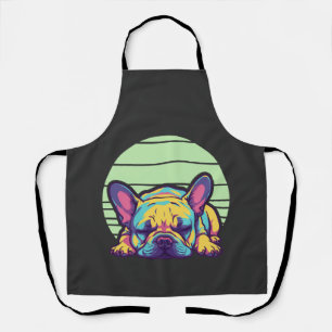 colourful sleeping french bulldog apron