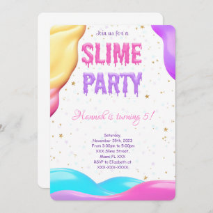 Colourful Slime Birthday Party Invitation