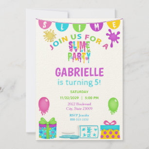 Colourful Slime Kids Birthday Invitation