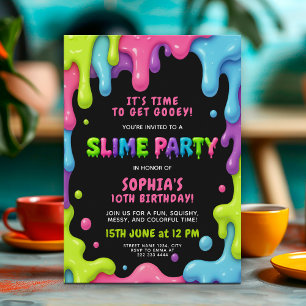 Colourful Slime Party Birthday for Kids  Invitation